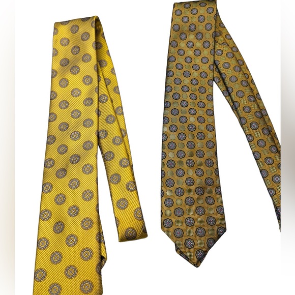Robert Talbott made in Italy Gold textured big & Tall necktie NEW bundle of 2